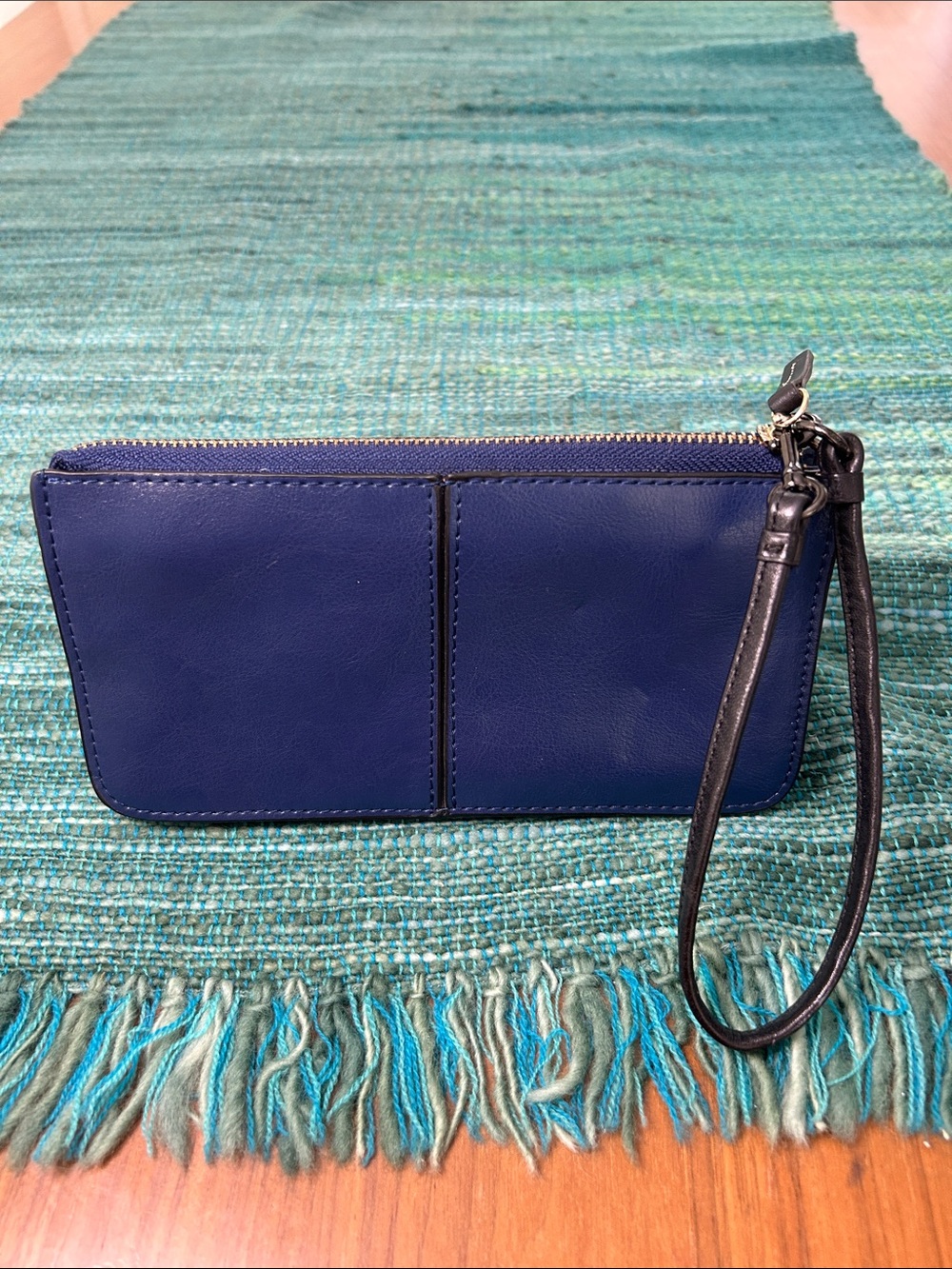 Supple Navy Leather Wristlet Wallet w/ Gorgeous Lining